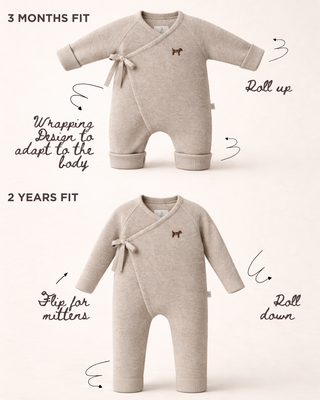 Combinaison en laine mérinos qui grandit avec le bébé