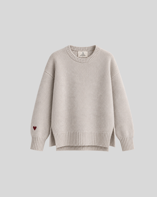 Merino Pullover mit Herz-Stickerei