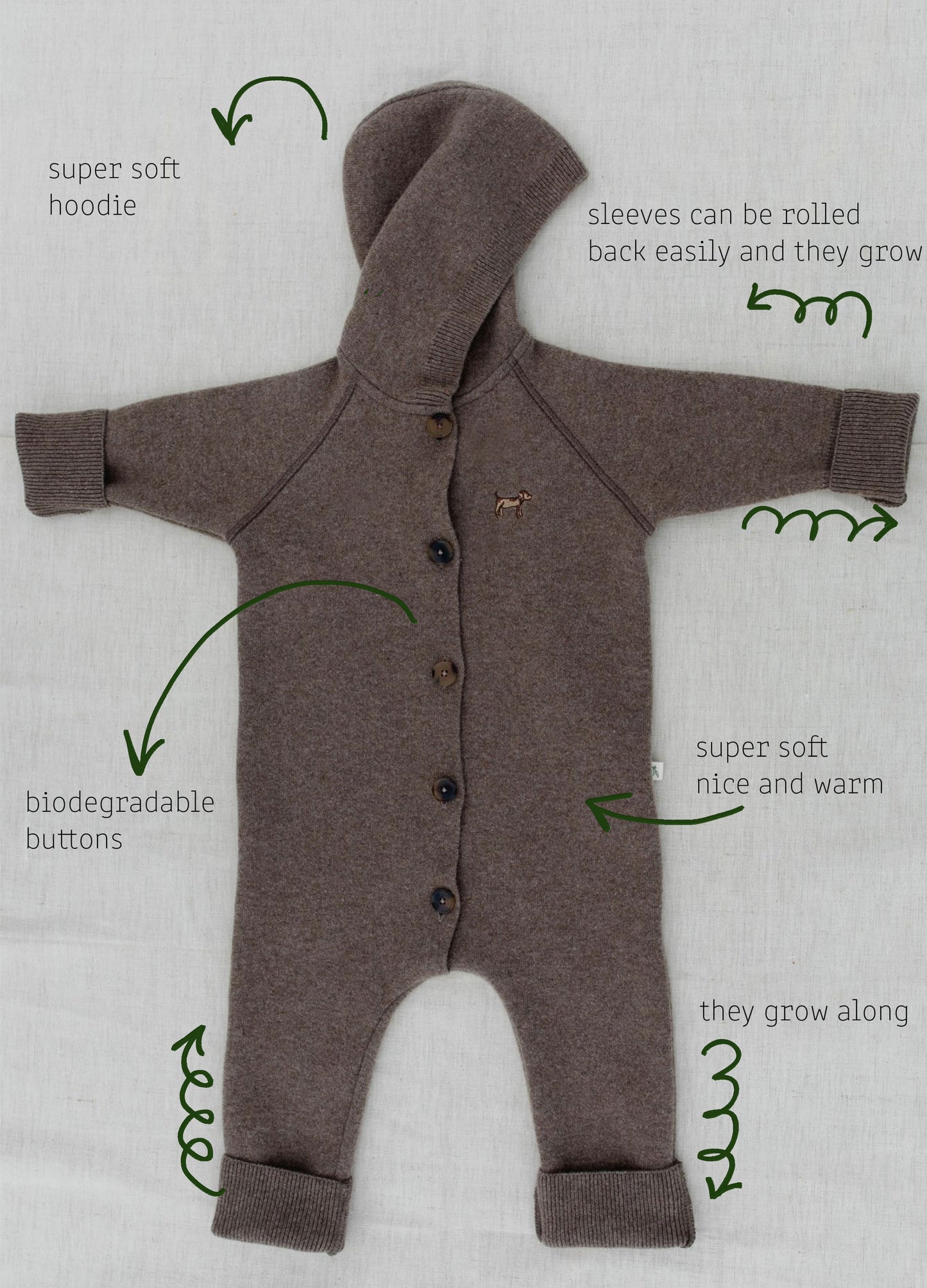 Merino Baby suit that can grow